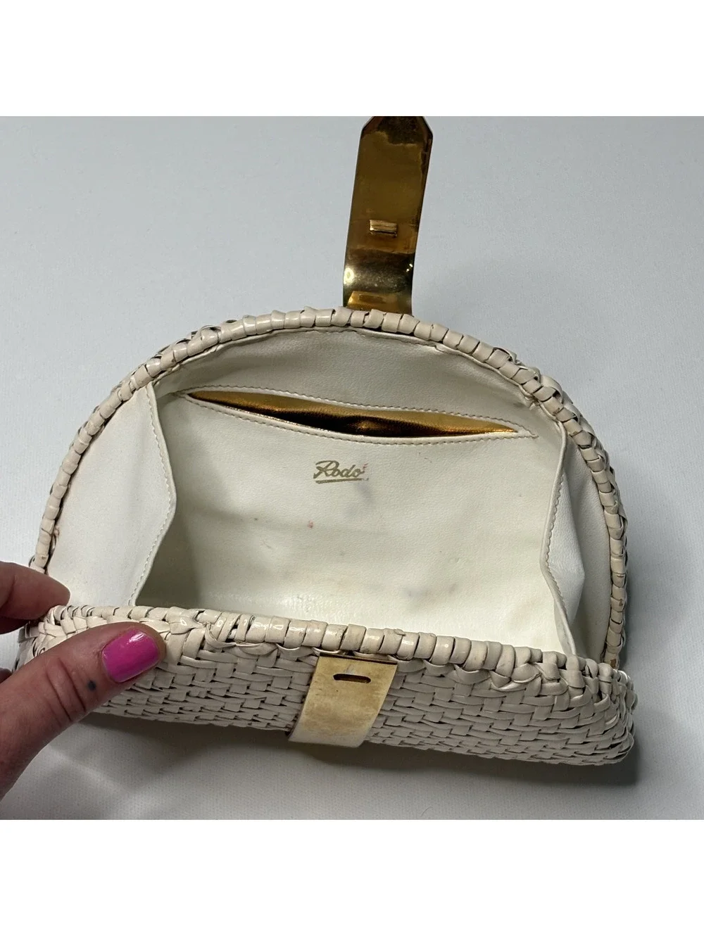 Vintage RODO Italy Woven Straw Wicker Clutch Evening Bag